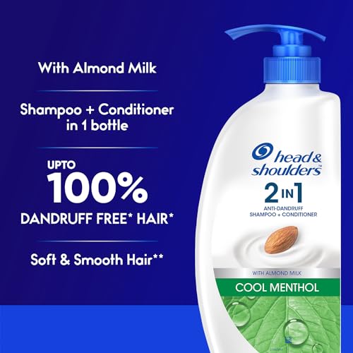 Head & Shoulders 2-in-1 Cool Menthol Anti Dandruff Shampoo + Conditioner for Women & Men, With Almond Milk (650 ml)