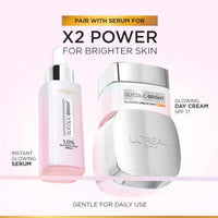 L'Oréal Paris Brightening Serum, Cream & Foam Face Wash Set for Face, 15Ml Serum, 15Ml Cream, 100Ml Cleanser, 1% Glycolic Acid, 2% Niacinamide, SPF 17