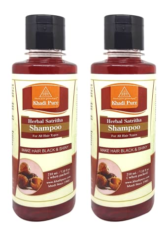 Khadi Pure Herbal Satritha Shampoo/Hair Cleanser, 210 ml (Pack of 2),Black,KPSATRITHASHX2