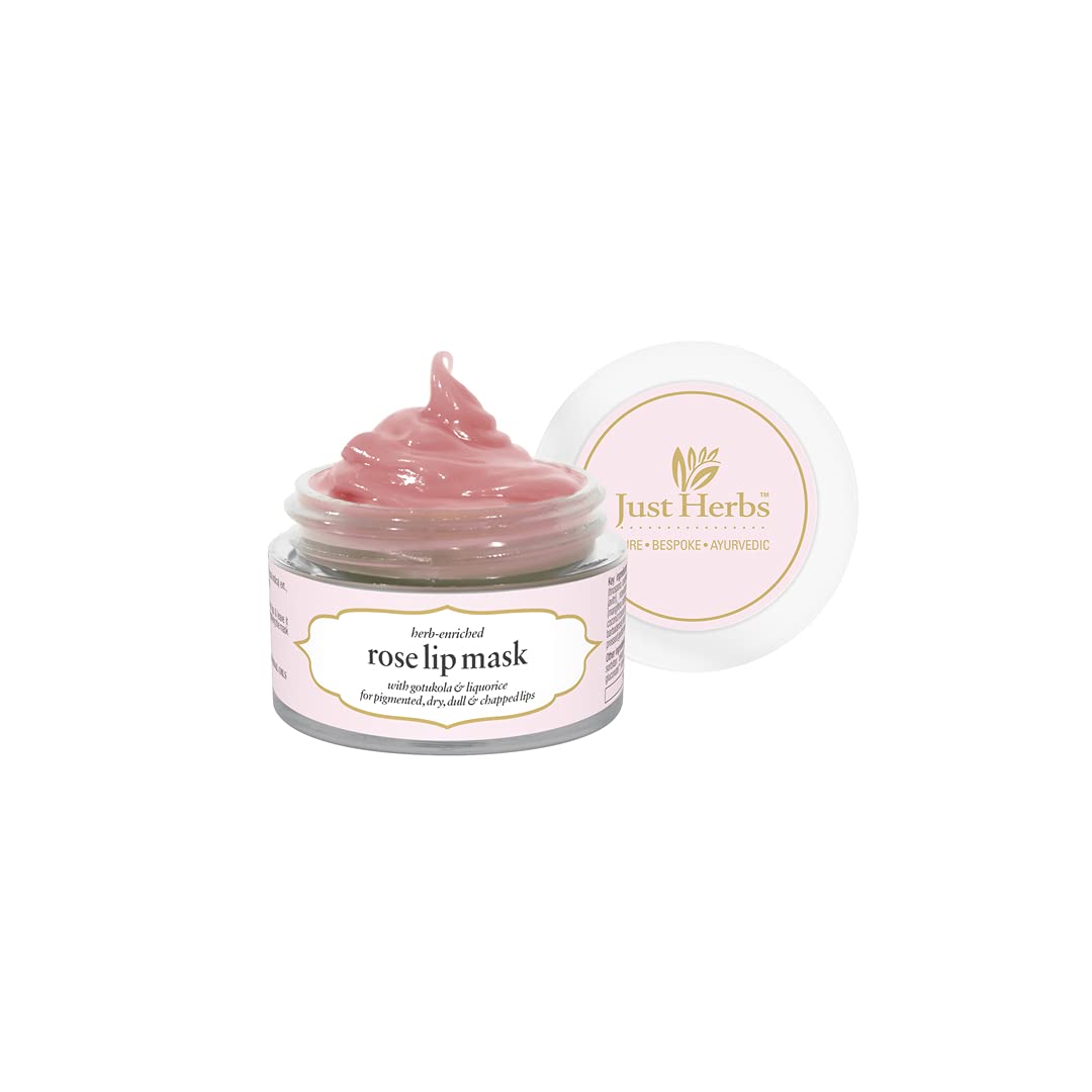 Just Herbs Ayurvedic Rose Lip Mask, Balm For Dark, Dry & Pigmented Lips - Vegan Lip Mask For 15gm & Just Herbs Tinted Lip Balm 4 g (Cherry) Combo