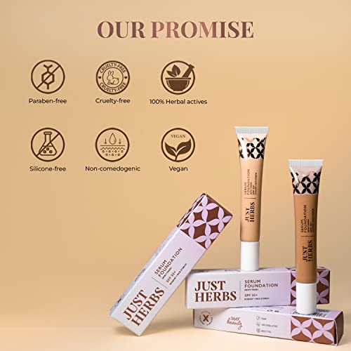 Just Herbs Serum Foundation for Face Makeup with SPF30+ Dewy Finish Full Coverage Makeup Foundation For All Skin Types 20 ml (Ivory)