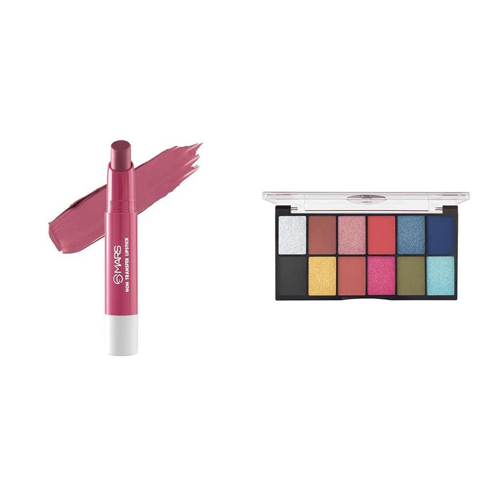 MARS Matte Super Stay Lipstick |(2.6 gm) (16-ANGEL WINGS) 12 Shades Dance of Joy Eyeshadow Palette | Highly Pigmented and Blendable | Multicolor | Matte and Shimmer Finish (13.2g) (03-Multicolor)