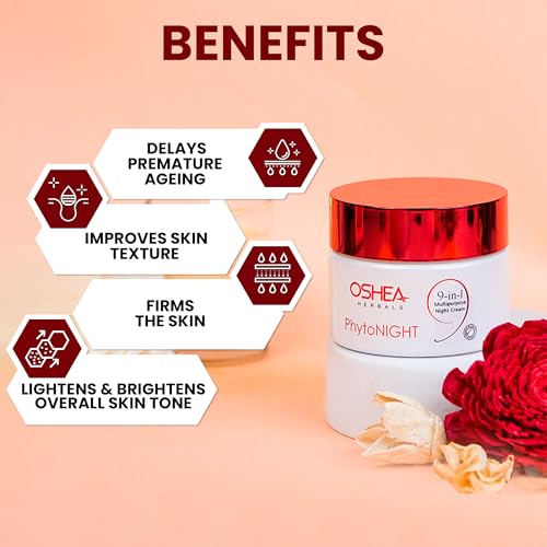 Oshea Herbals PhytoNight Face Cream for All Skin Types | Improves Uneven Skin Tone with Maintained Hydration, Minimizes Fine Lines & Signs of Aging Enriched with Soyabean & Bearberry Extract 50 g