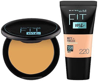 Maybelline New York Liquid Matte Foundation 220 Natural Beige & New York Compact Powder For All Skin Types, 230 Natural Buff, 8G