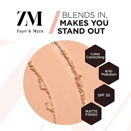 ZM Zayn & Myza Pollution Defense CC Compact Powder | With SPF 30 For Sun Protection | Matte Finish & Color Correcting Formula | Long lasting | Absorbs Oil | For all skin types | Natural Nude, 9g