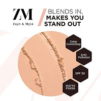 ZM Zayn & Myza Pollution Defense CC Compact Powder | With SPF 30 For Sun Protection | Matte Finish & Color Correcting Formula | Long lasting | Absorbs Oil | For all skin types | Natural Nude, 9g