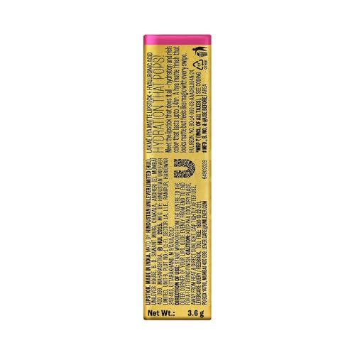 Lakmé 9to5 Lipstick, Hya Matte, with Hyaluronic Acid for hydrated lips, Follow Up Fuschia 3.6gm
