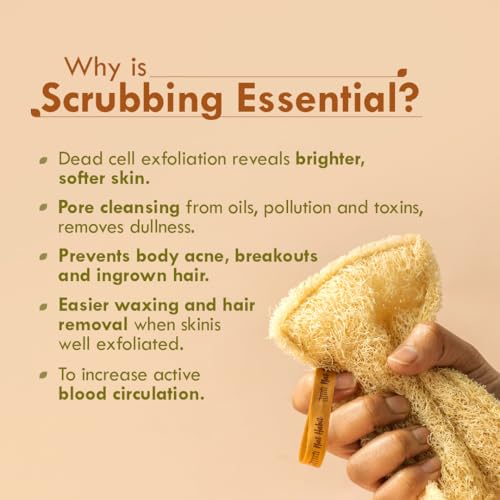 Nat Habit Natural Sun Dried Bath Loofah, Body Sponge & Scrubber for Men & Women | Organic Luffa for Bath Shower Skin Exfoliation (Pack of 2)