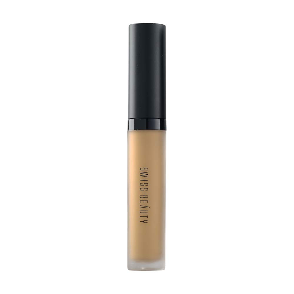 SWISS BEAUTY Fixer Natural Aloe Vera with Vitamin-E Face MakeUp, White, 50ml and Professional Liquid Concealer, Warm Sand, 5.6g