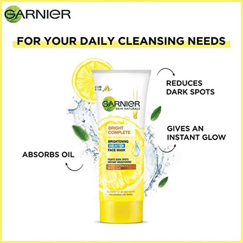 Garnier Bright Complete BRIGHTENING DUO ACTION Face Wash, 100g