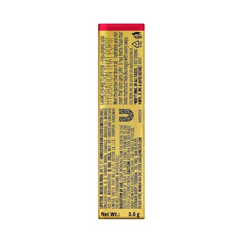 Lakmé 9to5 Lipstick, Hya Matte, with Hyaluronic Acid for hydrated lips, CEO Red 3.6gm