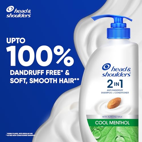 Head & Shoulders 2-in-1 Cool Menthol Anti Dandruff Shampoo + Conditioner for Women & Men, With Almond Milk (650 ml)