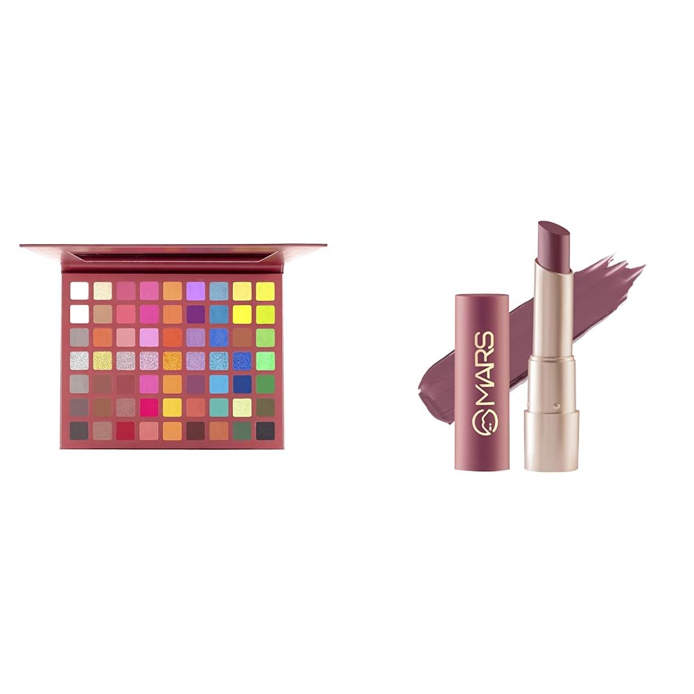 MARS Eyes Can Kill Eyeshadow Palette Powder With 63 Bright Colors (63.0 Gm), Multi, Shimmery Finish Creamy Matte Long Lasting Lipstick for Women (3.2 gm) (17-Sultry Samba)