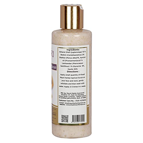 Khadi Mauri Herbal Apricot Face Scrub Dead Skin Remover & Revitalises Health, 210 Ml