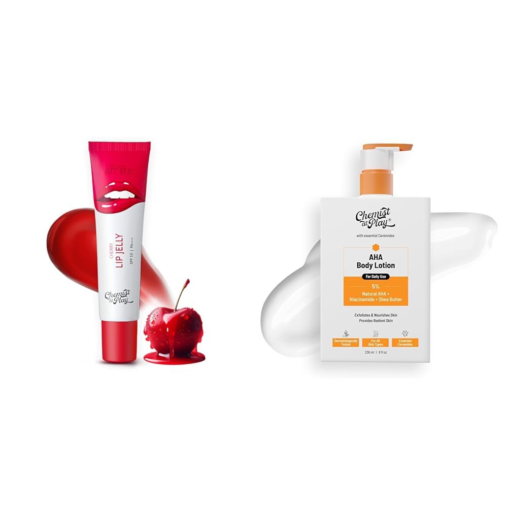 Chemist At PlayCherry Tinted Lip Balm AHA Body Lotion with 5% Natural AHA, 236ml