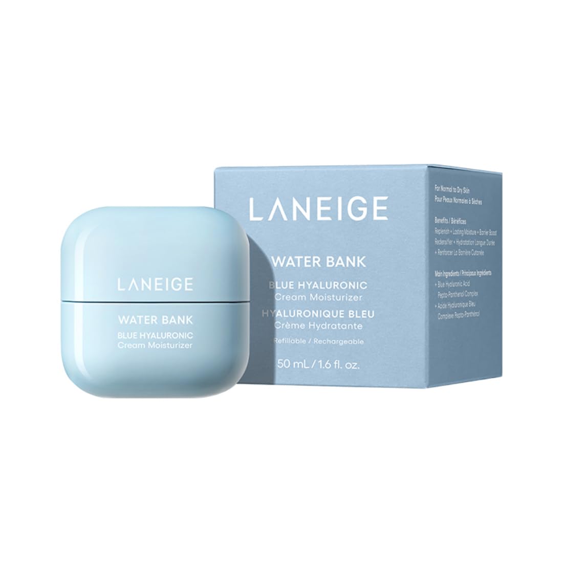 LANEIGE Water Bank Hyaluronic Acid Moisturizer Cream for Dry Skin | Moisturizer for Face | Lightweight Formula for Hydrated Skin | Face Cream for Men and Women | Korean Skincare-50ml