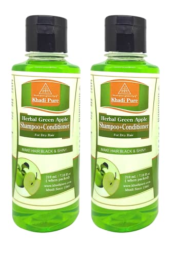 Khadi Pure Herbal Green Apple Shampoo/Hair Cleanser + Conditioner, 210 ml (Pack of 2)
