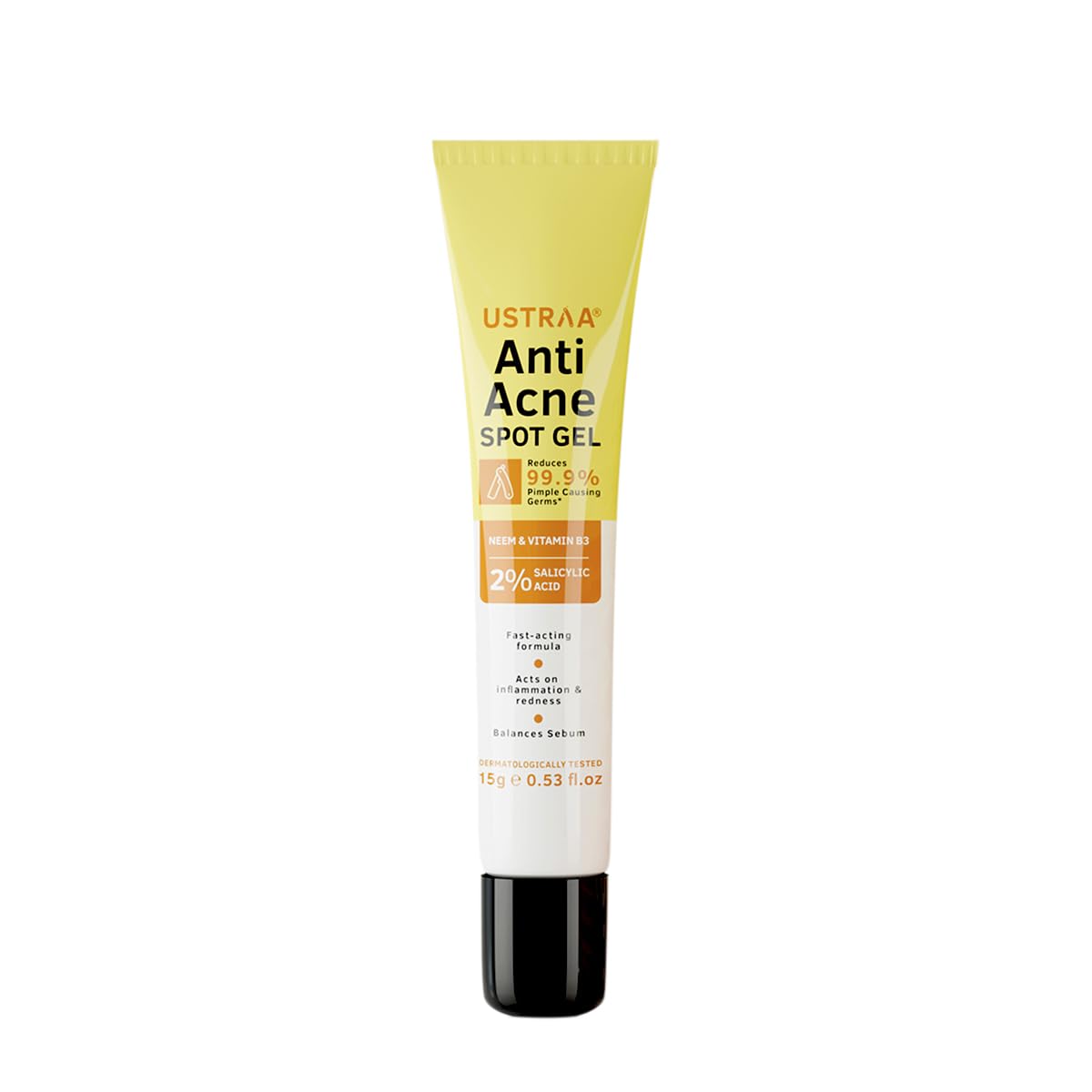 Ustraa Anti-Acne Spot Gel - 15 ml (Set of 2) | Reduces 99.9% Pimple-causing Germs | 2% Salicylic Acid - Removes Dead Skin & Clears Pores | Dermatologically Tested | Oil-free | Reduces Acne & Redness