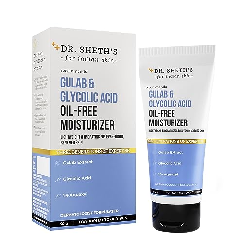 Dr. Sheth's Gulab & Glycolic Acid Oil-Free Moisturizer | Light, Hydrating Formula For Even-Toned & Renewed Skin | For Men & Women | 50g