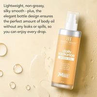 Botanic Hearth Daily Radiance Body Oil 100 ml - Lightweight Hydrating Oil with Vanilla, Coffee, Sesame Oil & Shea Butter for Glowing Skin for Men & Women - in a Premium Glass Bottle