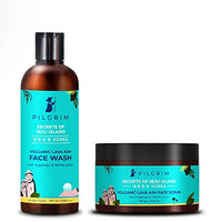 Pilgrim Jeju Skin Refining Combo| Deep Cleansing, Boosts Circulation | Anti- Ageing | Volcanic Lava Ash Face Wash 100ml, Face Scrub 100g | All Skin type | Vegan | Men & Women | Korean Beauty Secrets