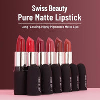Swiss Beauty Pure Matte Creamy Lipstick | Non-drying, Highly pigmented Lipstick | Shade- Russian Red, 3.8gm|