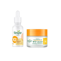 Simple Protect N Glow Vitamin C Moisturising Glow Gel| With Yuzu Lemon| For all Skin Types|Tested on Sensitive Skin, 40 g & Booster Serum With 10% Vitamin C+E+F for Youthful Glowing Skin 30 ml