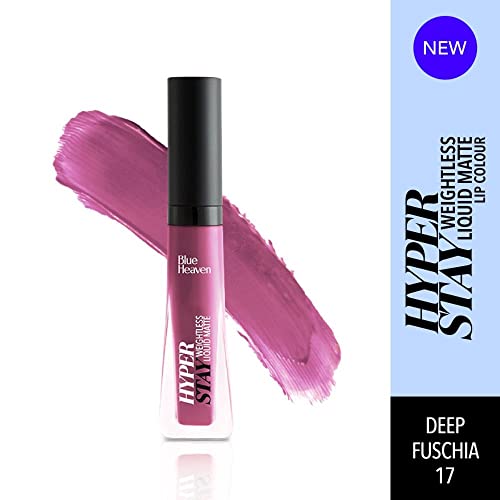 Blue Heaven Hyper Stay Weightless Liquid Matte Lipstick | Long-lasting & Smudge Proof | Non-Transfer Matte Lipstick for Women | Deep Fuschia-17 | 6ml