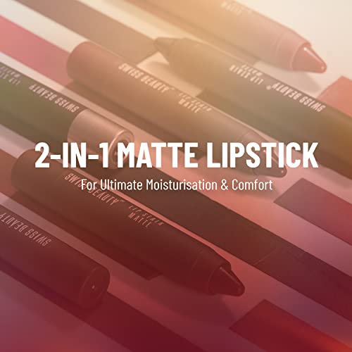 Swiss Beauty Stain Matte Lipstick | Long Lasting, Hydrating & Lightweight Lipstick | Russian Red, 3.4gm|