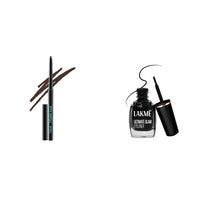 Lakmé Eyeconic Matte Kajal Pencil, Classic Brown, 0.35G,Lakmé Insta Gel Eye Liner, Black Semi_Matte Finish, Water Resistant, Long-Lasting, 9 Ml