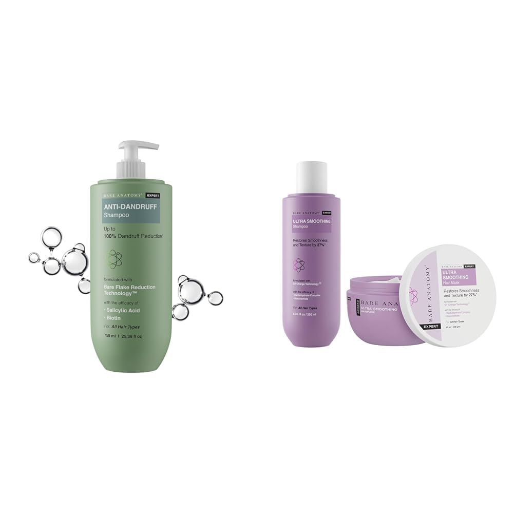 Bare Anatomy Expert Anti-Dandruff Shampoo - 750ML Ultra Smooth Shampoo + Hair Mask 250ml