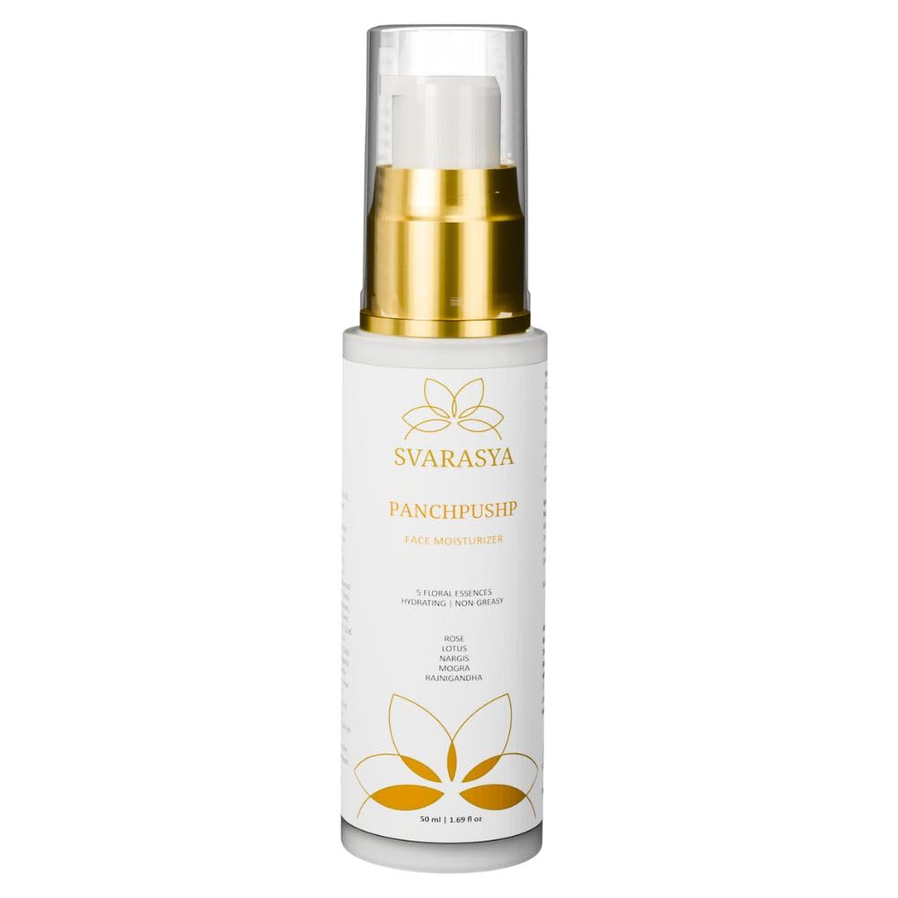 Svarasya Panchpushp - The Ancient Skin Hydration Lotion For Face with Natural ingredients | Retaines moisture upto 8 hours | Hydrates dull and dry skin | Non-greasy, lightweight, and dewy finish | For soft & glowing skin (Moisturizer, 50 Ml)