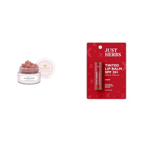 Just Herbs Ayurvedic Rose Lip Scrub For Dry & Just Herbs Tinted Lip Balm for Men and Women with SPF 20+ for Dark Lips to Lighten 4 g (Cherry) Combo