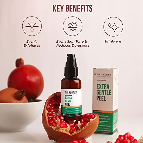 Dr. Sheth's Extra Gentle Peel With 10% AHA Glycolic & Lactic Acid For Even-Toned & Bright Skin | Chemical Peel, Peeling Solution for Face, Chemical Exfoliator | For Women & Men (30ml)