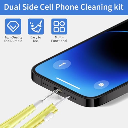 10 Pcs Cell Phone Cleaning Kit,Charging Port Cleaner,Dual Sided Anti Clogging Nylon Brushes,Suitable for Clean Phone Charging Port,Phone Speaker, AirPods,Tablet Camera,Other Electronics