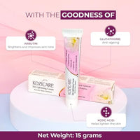 Kozicare Skin Lightening Cream - 15gm (Pack of 10)| Enriched with Kojic Acid, Alpha Arbutin, Glutathione, Niacinamide and Vitamin C | Best for Melasma, Pigmentation, Acne Scars, Dark/Age Spots