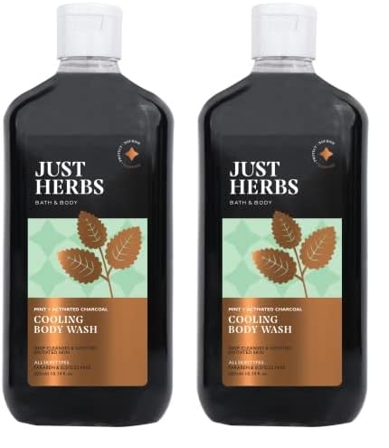 Just Herbs Deep Cleansing Cooling Body Wash with Mint and Activated Charcoal for Men and Women 300 ml (Pack of 2)