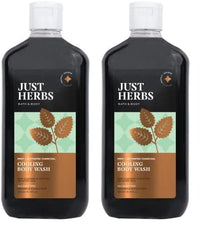 Just Herbs Deep Cleansing Cooling Body Wash with Mint and Activated Charcoal for Men and Women 300 ml (Pack of 2)