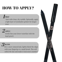 Lakyou Beauty HD Eye Definer | Long-Lasting Waterproof Eye Pencil | Smudge-Proof | Creamy Smooth | Jet Black | Up to 24H Wear | 1.2g