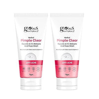 Globus Naturals Herbal Pimple Clear Glycolic & 1% Salicylic Acid Face Wash, Enriched With Orange & Almond, For Oily & Acne Prone Skin, 75 gm (Pack of 2)