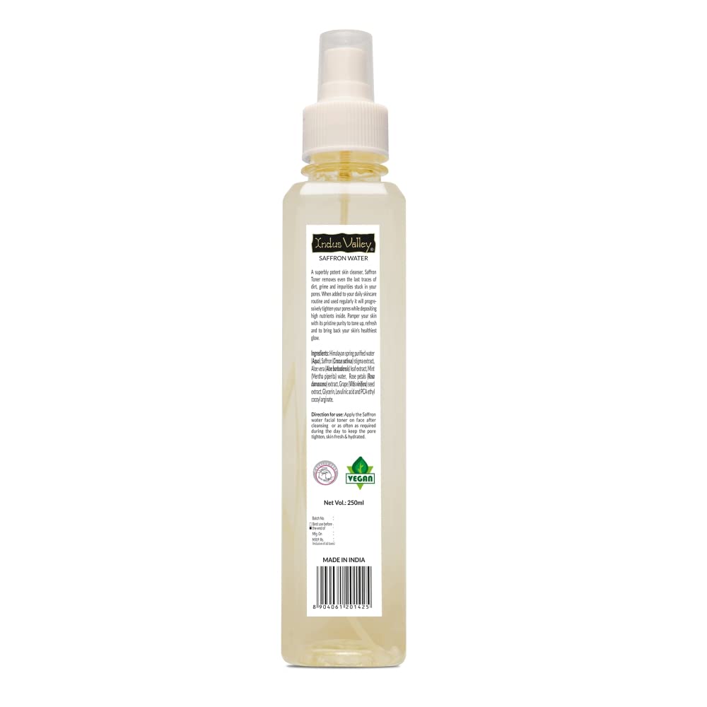 INDUS VALLEY Natural Saffron Water Facial Toner - Chemical Free - 250 ml