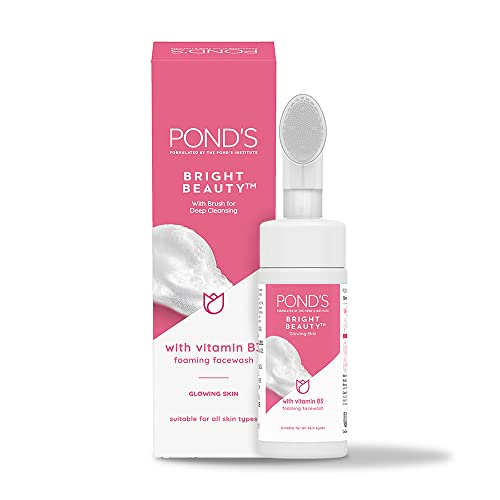 POND's Bright Beauty Foaming Facial Cleansing Brush Facewash For Glowing Skin, Deep Clean Pores, All Skin Types, 150 Ml