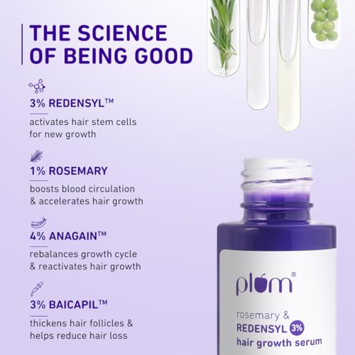 Plum Hair Growth Serum | With Rosemary, 3% Redensyl, 4% Anagain, 3% Baicapil, & Ginseng Extract | Reduces Hairfall, Boosts Hair Growth, Improves Hair Density |For Men & Women | 30ml (Pack of 2)