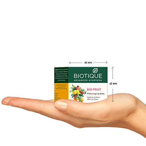 Biotique Fruit Whitening/Brightening Lip Balm | Hydrated and Nourishing Lips| Visibly Lighter Lips | Evens Out Lip Tone | De-pigmentation Balm |100% Botanical Extracts| All Skin Types | 12G