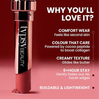Typsy Beauty Cocoa Peptide Velvet Matte Lipstick | 8hr Wear, Soft Blur Finish, Lightweight Texture, Hydrating Nude Lipstick| Brownie Bite Light 01 | Cocoa Peptides | Vegan & Paraben-Free 3.5g