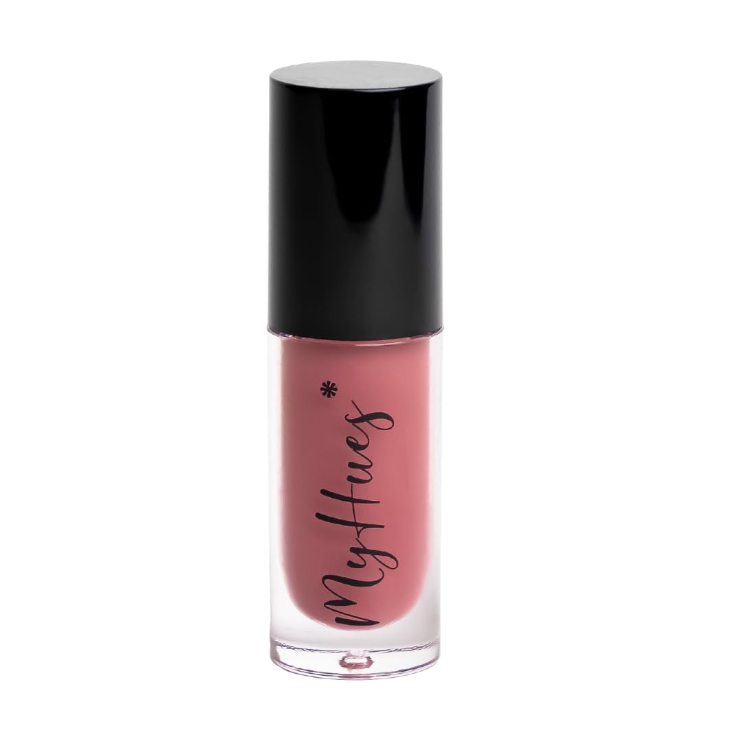 MyHues HyGlow Lip Elixir, Lip Gloss and Oil Hybrid, Nourishing Jojoba, Almond, Squalane 100% (Plant Derived), Shea Butter, Moisturizing, Buildable Colour, Glossy Finish (Nude Pink (Rooh))