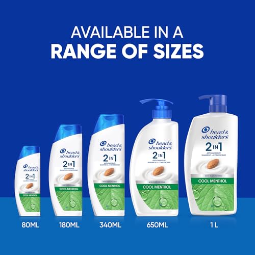 Head & Shoulders 2-in-1 Cool Menthol Anti Dandruff Shampoo + Conditioner for Women & Men, With Almond Milk (650 ml)