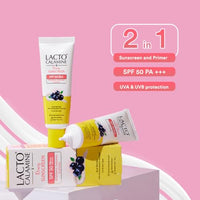 Lacto Calamine Dewy Sunscreen SPF 50 PA+++ | 50g | Water Resistant, No White Cast, UVA & UVB Protection | Sunscreen SPF50 + Primer | Acai Berries, Niacinamide & Watermelon | Dermatologically Tested