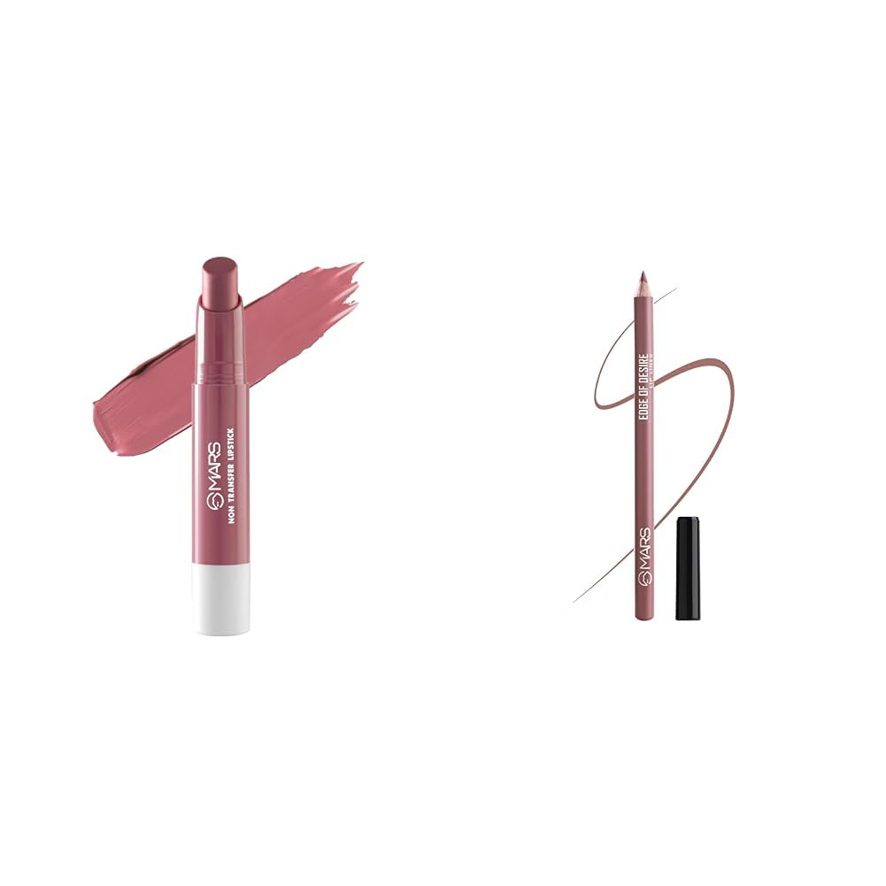 MARS Matte Super Stay Lipstick Lipstick for Women (2.6 gm) (14-ENCHANTED) Matte Lip Liner | One Swipe Smooth Application | Long Lasting Lip Pencil (1.4gm) (16-PEACHY GLOW)