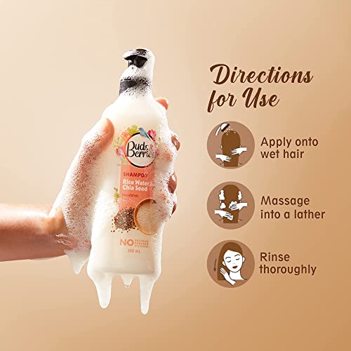 Buds & Berries Rice Water and Chia Seeds Nourishing Shampoo | Strengthens Hair, 120 Hours of Conditioning | Sulfate-Free, Paraben-Free, Silicone-Free (300 ml)